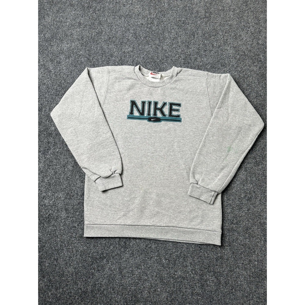 Womens Crewneck 90s Nike Gray‎ Logo Sweatshirt Made in USA, Size S